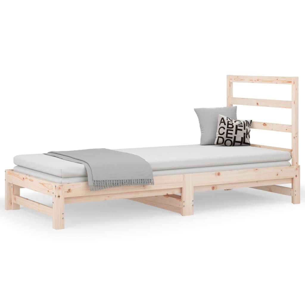 vidaXL Izvlečna dnevna postelja 2x(90x190) cm trdna borovina