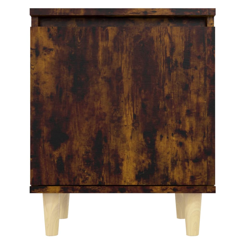 vidaXL Nočna omarica z lesenimi nogami dimljeni hrast 40x30x50 cm