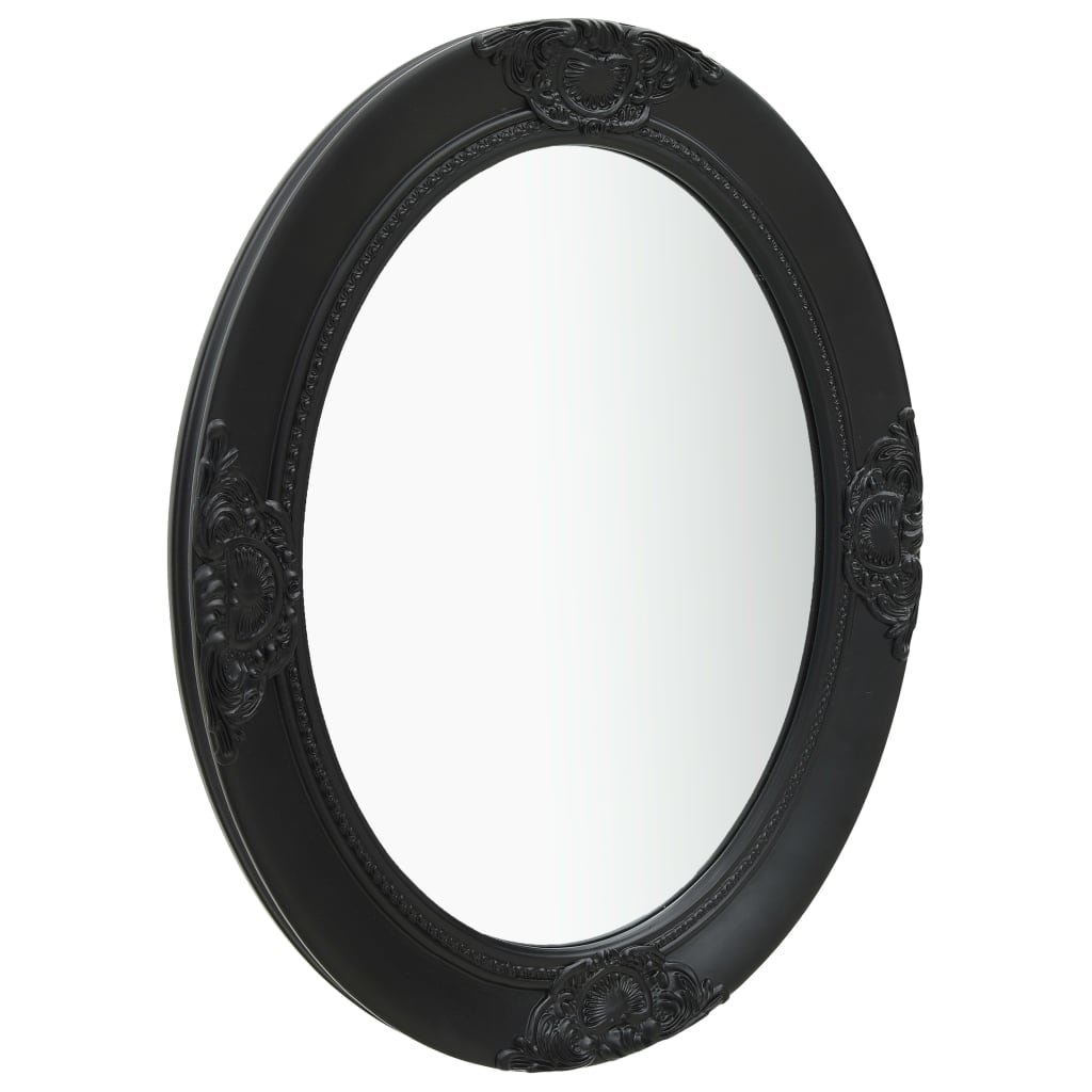 vidaXL Stensko ogledalo v baročnem stilu 50x60 cm črno