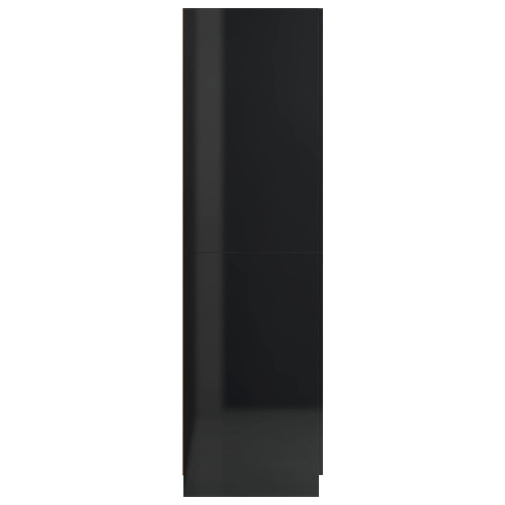 vidaXL Garderobna omara visok sijaj črna 80x52x180 cm iverna plošča