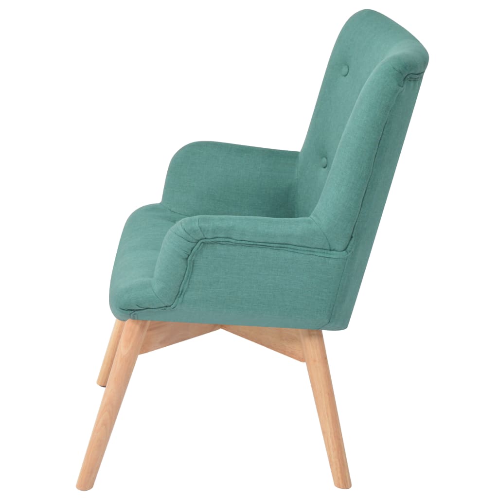 vidaXL Fotelj s stolčkom za noge zeleno blago
