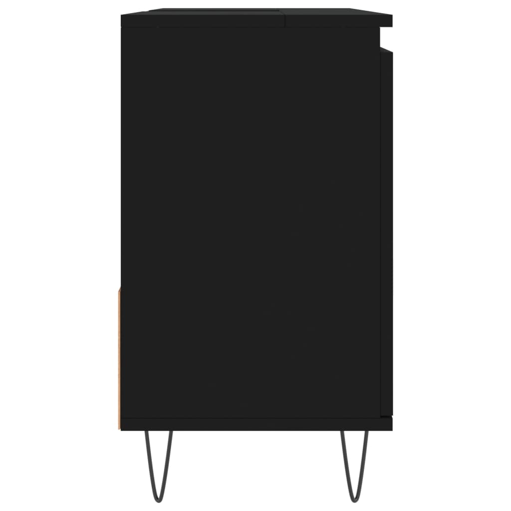 vidaXL Kopalniška omarica črna 65x33x60 cm inženirski les