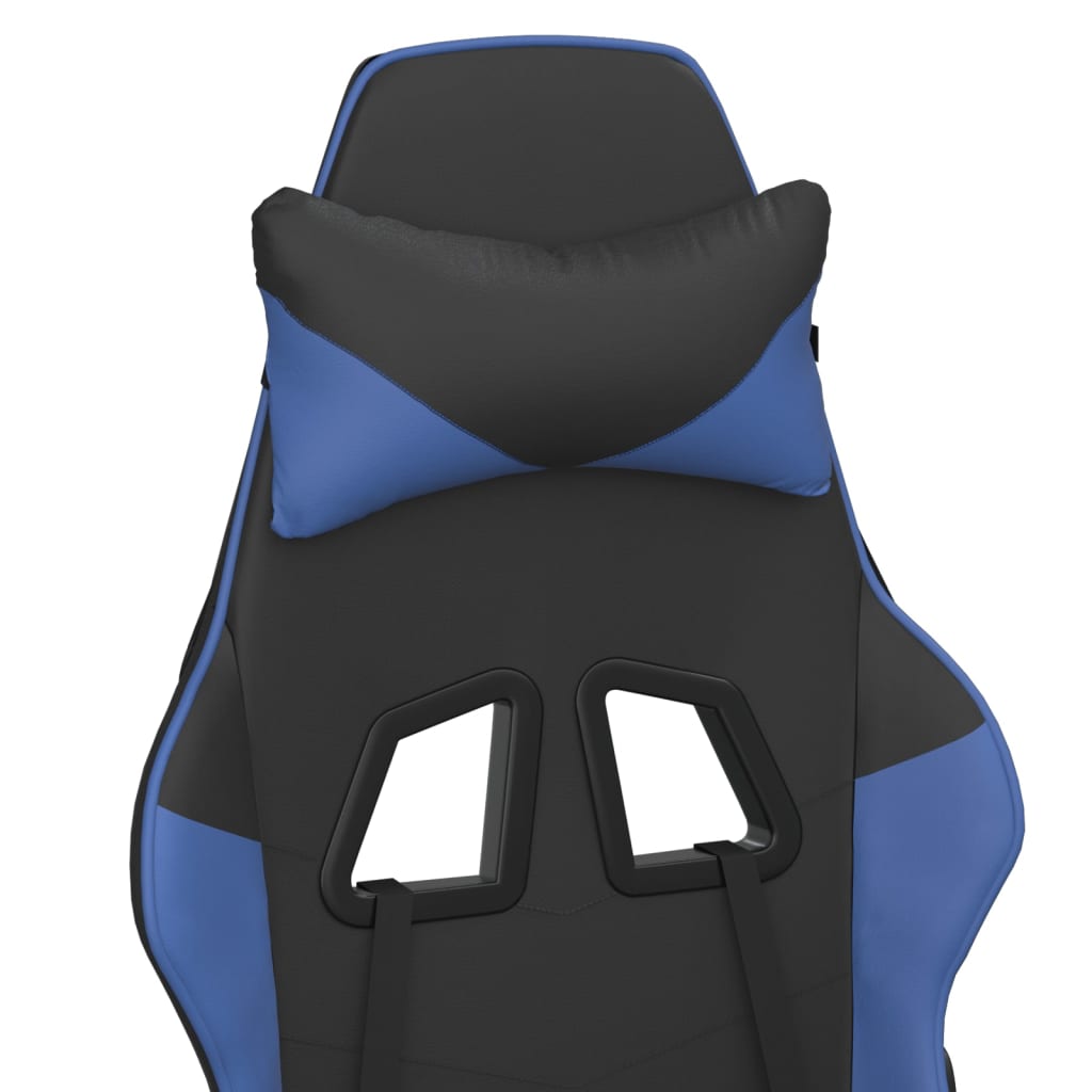 vidaXL Masažni gaming stol z oporo za noge črno in modro umetno usnje