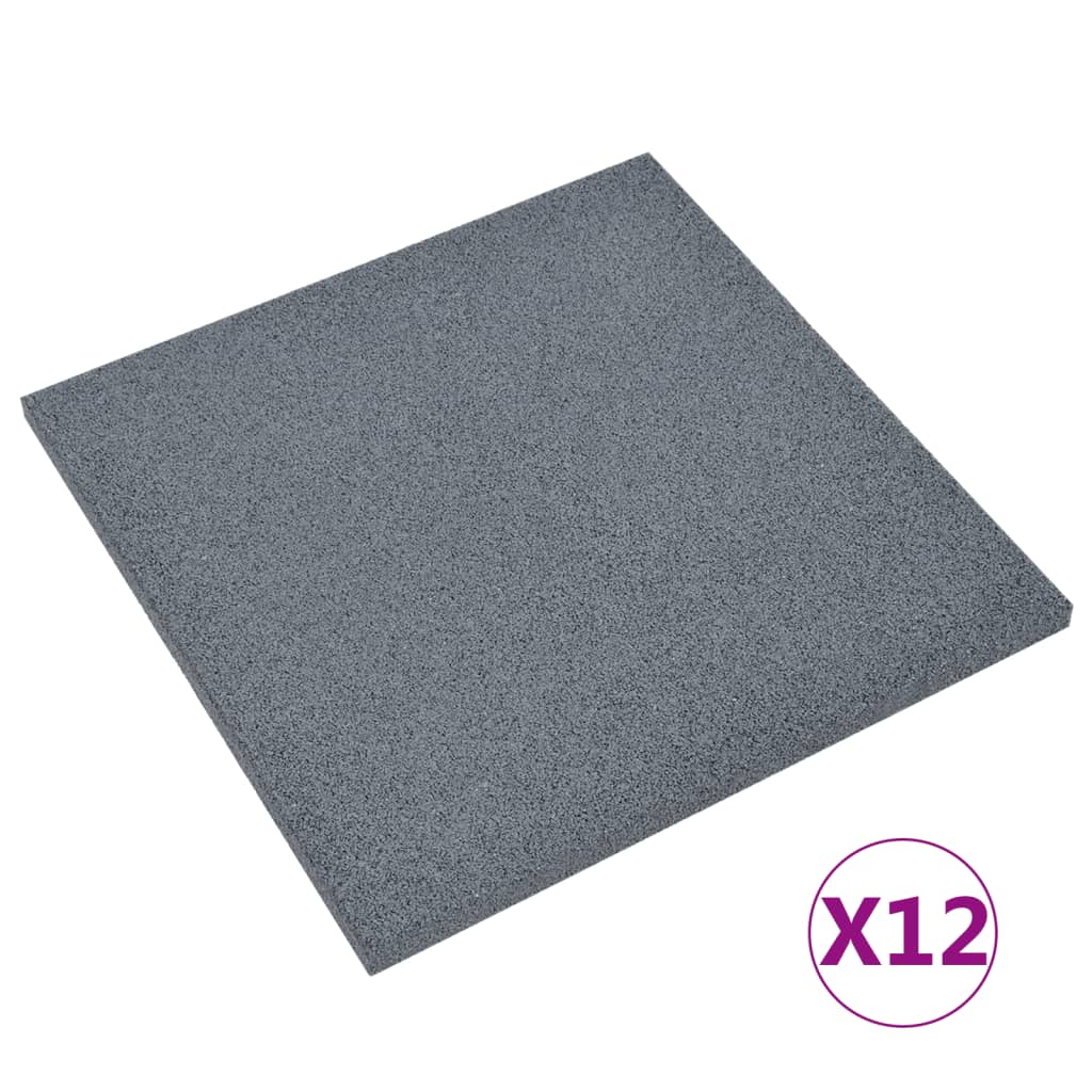vidaXL Zaščitne plošče 12 kosov gumijaste 50x50x3 cm sive