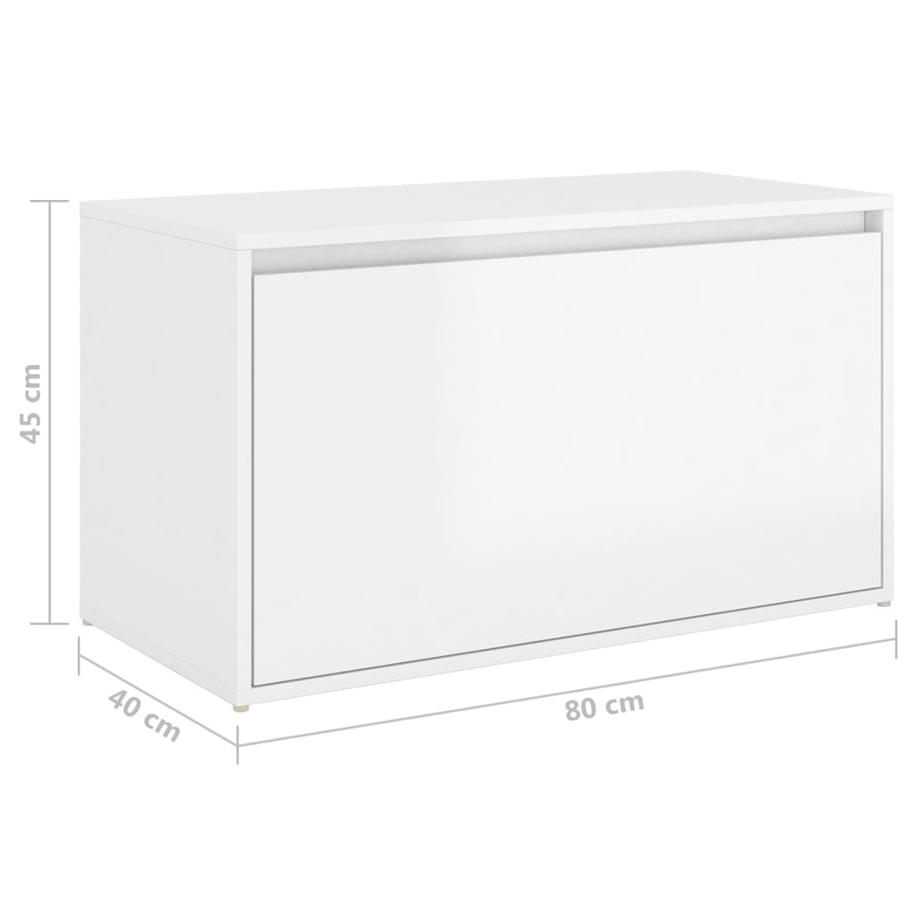 vidaXL Klop za hodnik 80x40x45 cm visok sijaj bela iverna plošča