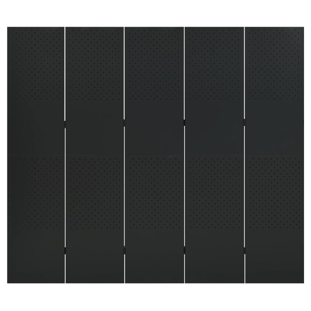 vidaXL Paravan 5-delni črn 200x180 cm jeklo