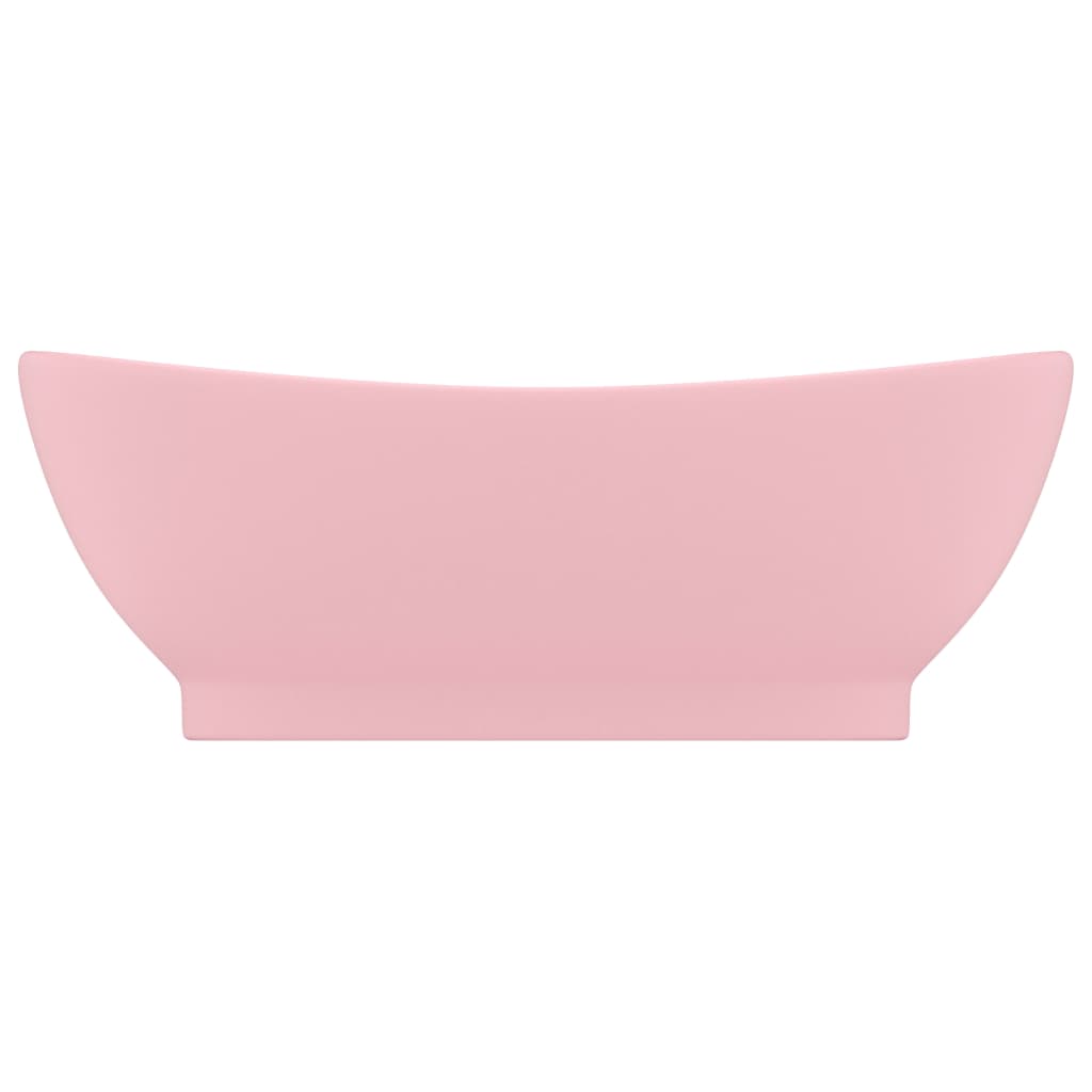 vidaXL Razkošen umivalnik ovalen mat roza 58,5x39 cm keramika