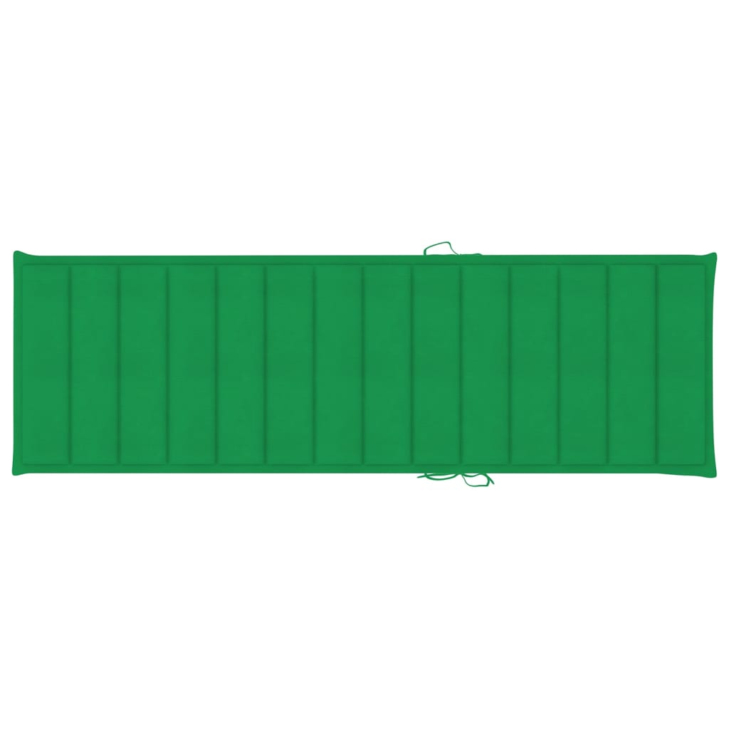 vidaXL Ležalnik z zeleno blazino impregnirana borovina