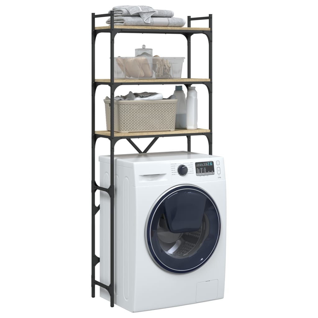 vidaXL Polica za pralni stroj sonoma hrast 67x25x163 cm inženirski les