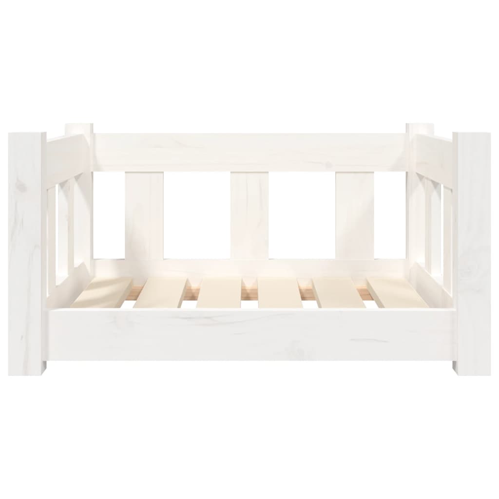 vidaXL Pasja postelja bela 55,5x45,5x28 cm trdna borovina