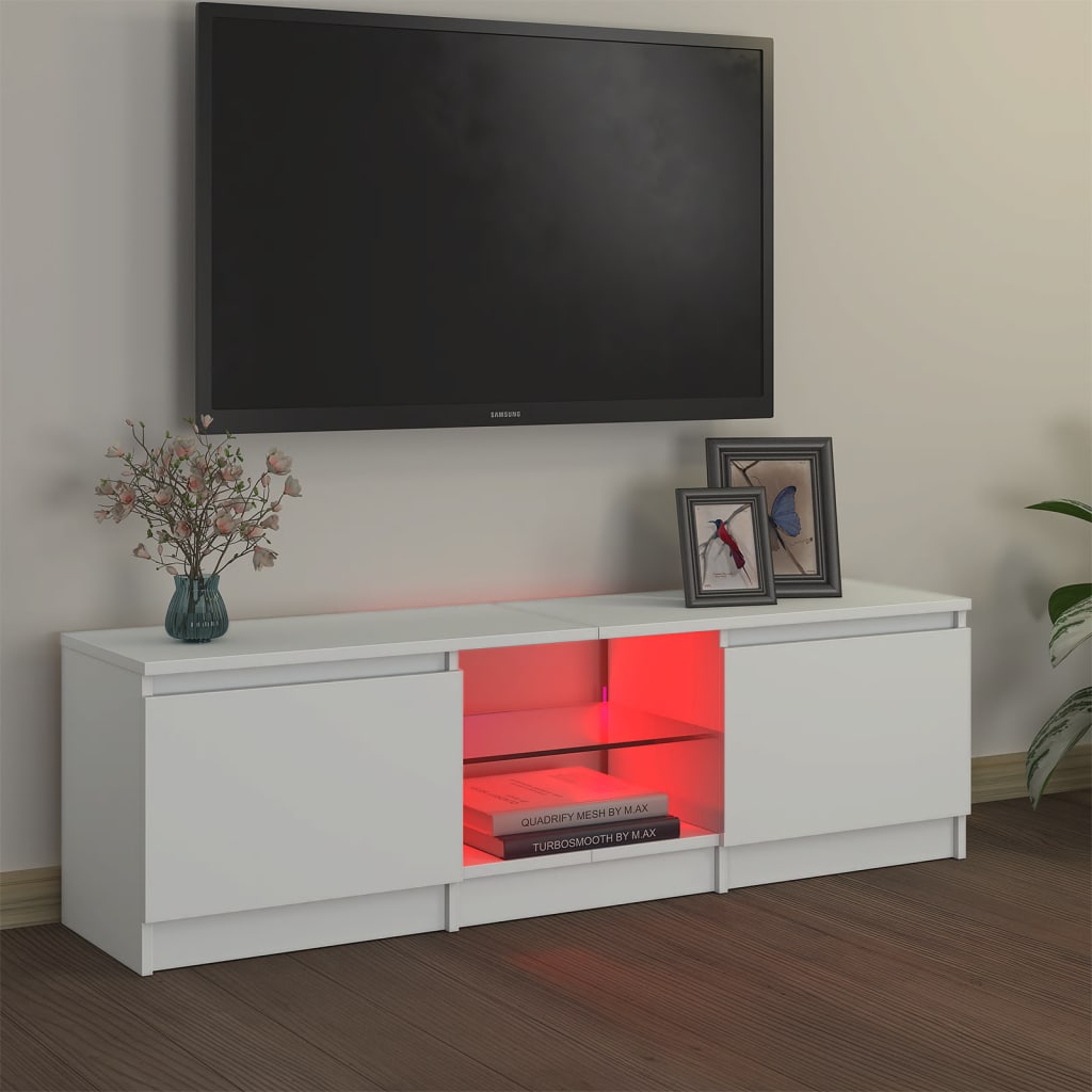 vidaXL TV omarica z LED lučkami bela 120x30x35,5 cm