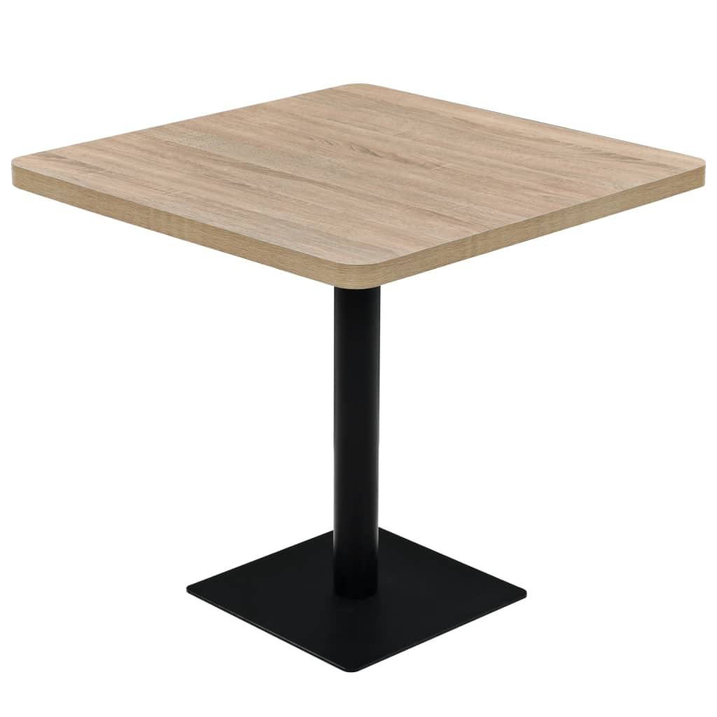vidaXL Bistro miza iz mediapana in jekla 80x80x75 cm barva hrasta