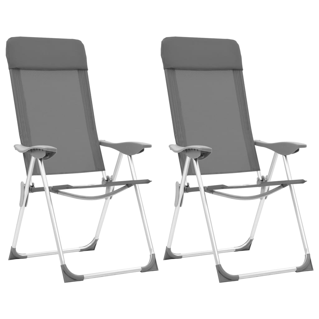 vidaXL Zložljivi stoli za kampiranje 2 kosa sive barve aluminij