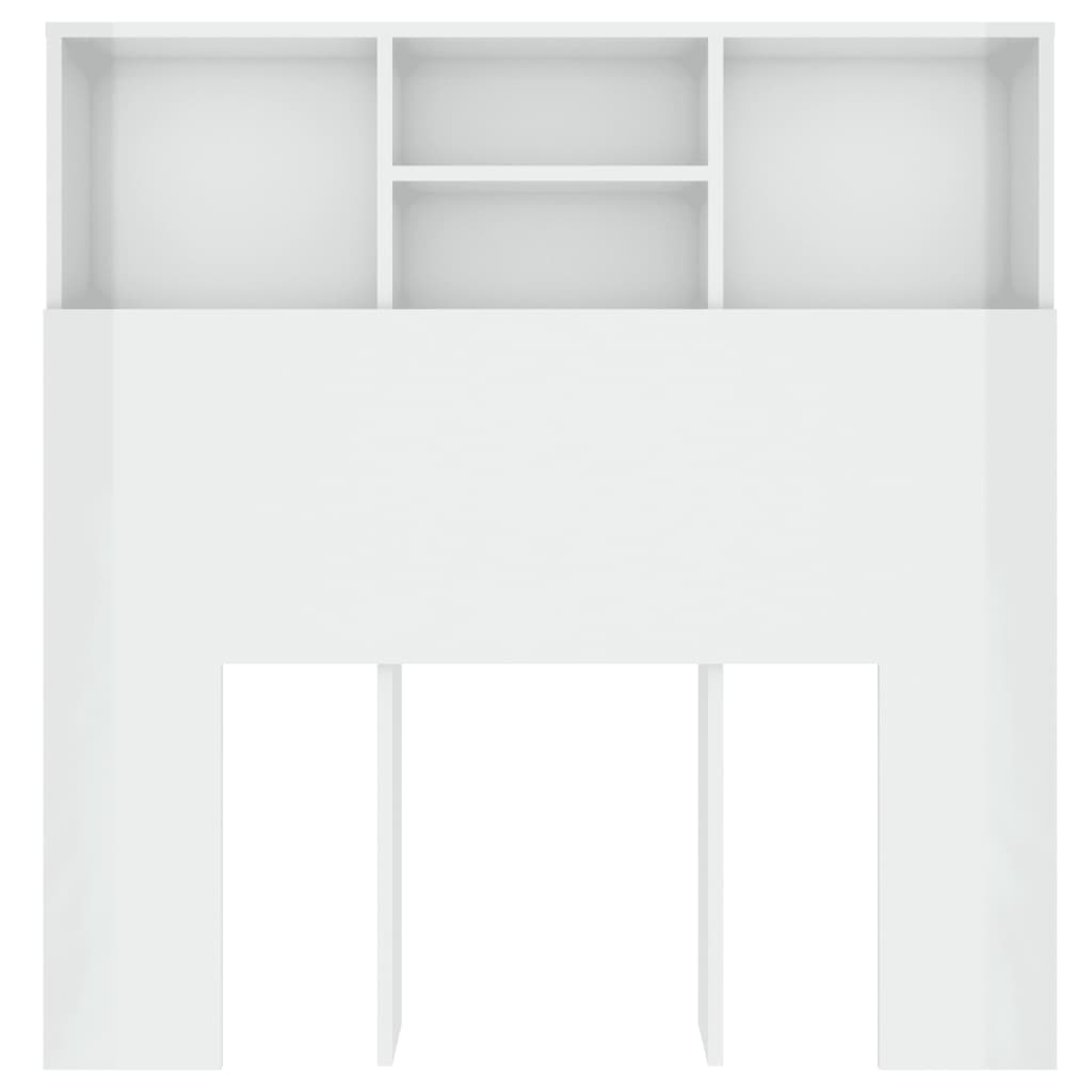 vidaXL Vzglavna omarica visok sijaj bela 100x19x103,5 cm