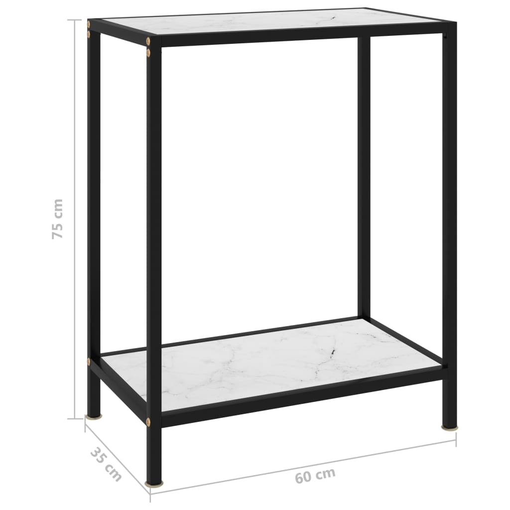 vidaXL Konzolna mizica bela 60x35x75 cm kaljeno steklo