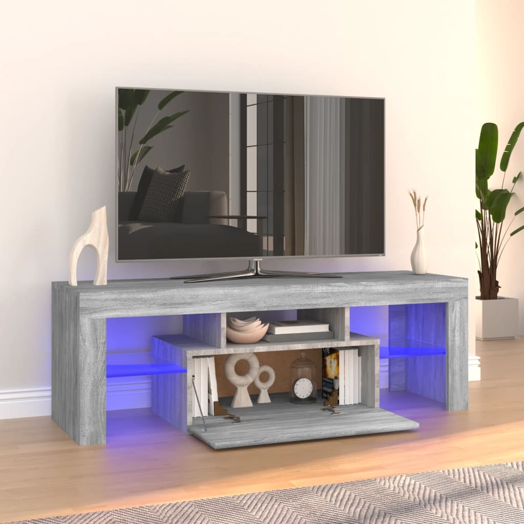 vidaXL TV omarica z LED lučkami siva sonoma 120x35x40 cm