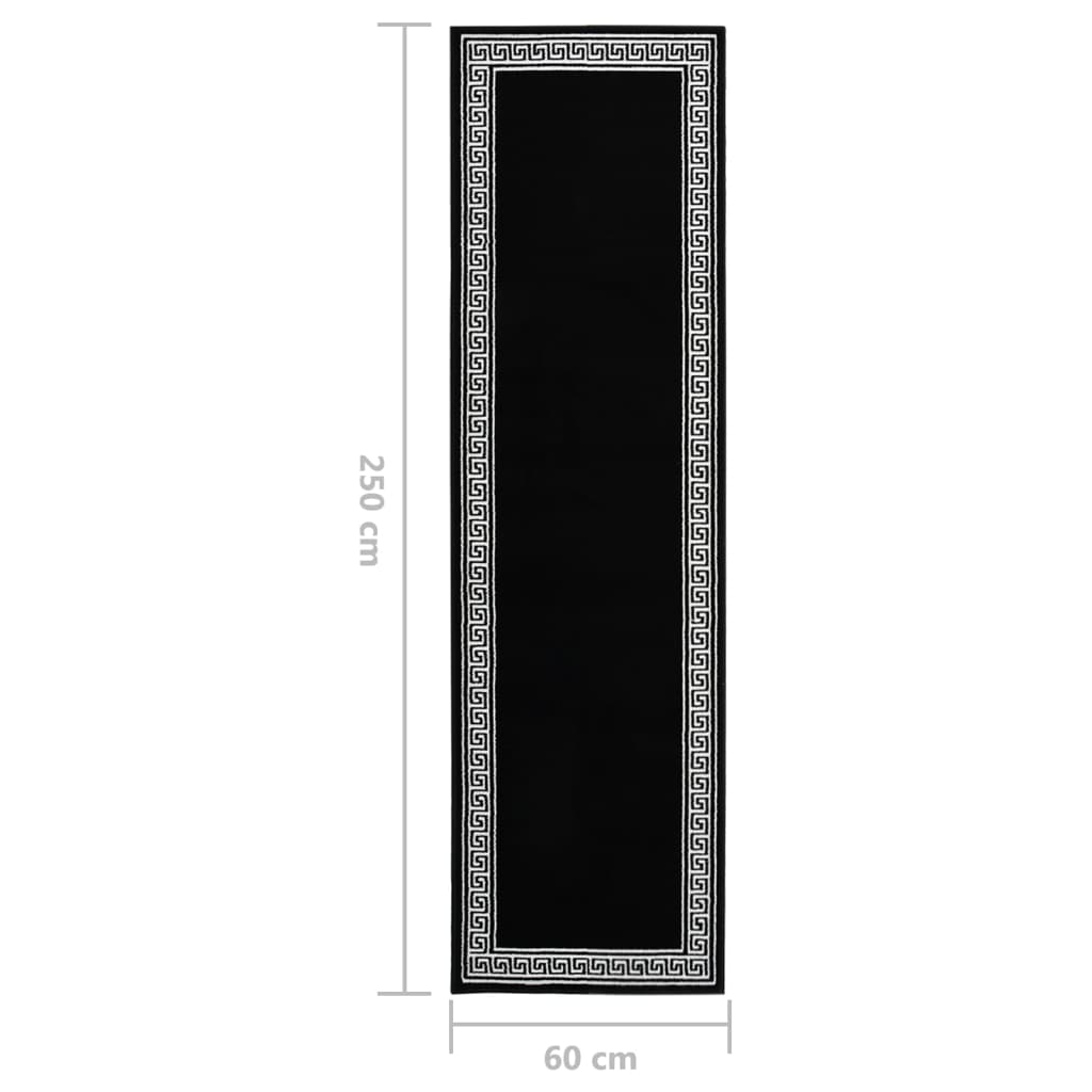vidaXL Tepih tekač BCF črn z motivom 60x250 cm