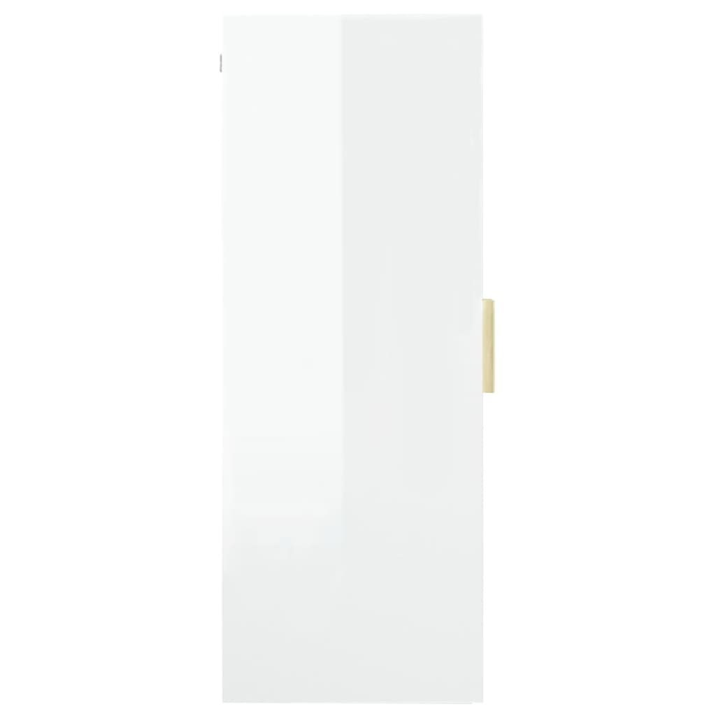 vidaXL Viseča stenska omarica visok sijaj bela 69,5x34x90 cm