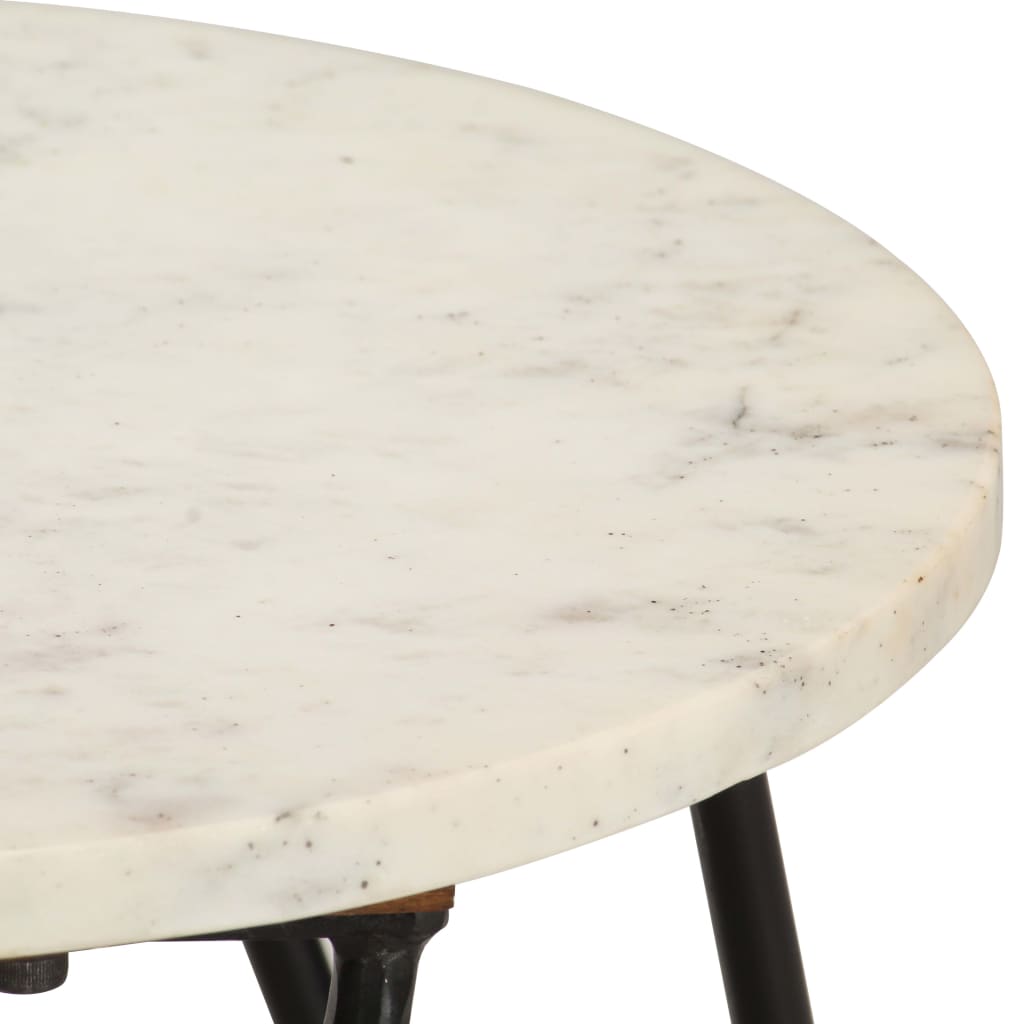 vidaXL Klubska mizica bela 40x40x40 cm pravi kamen z marmorno teksturo
