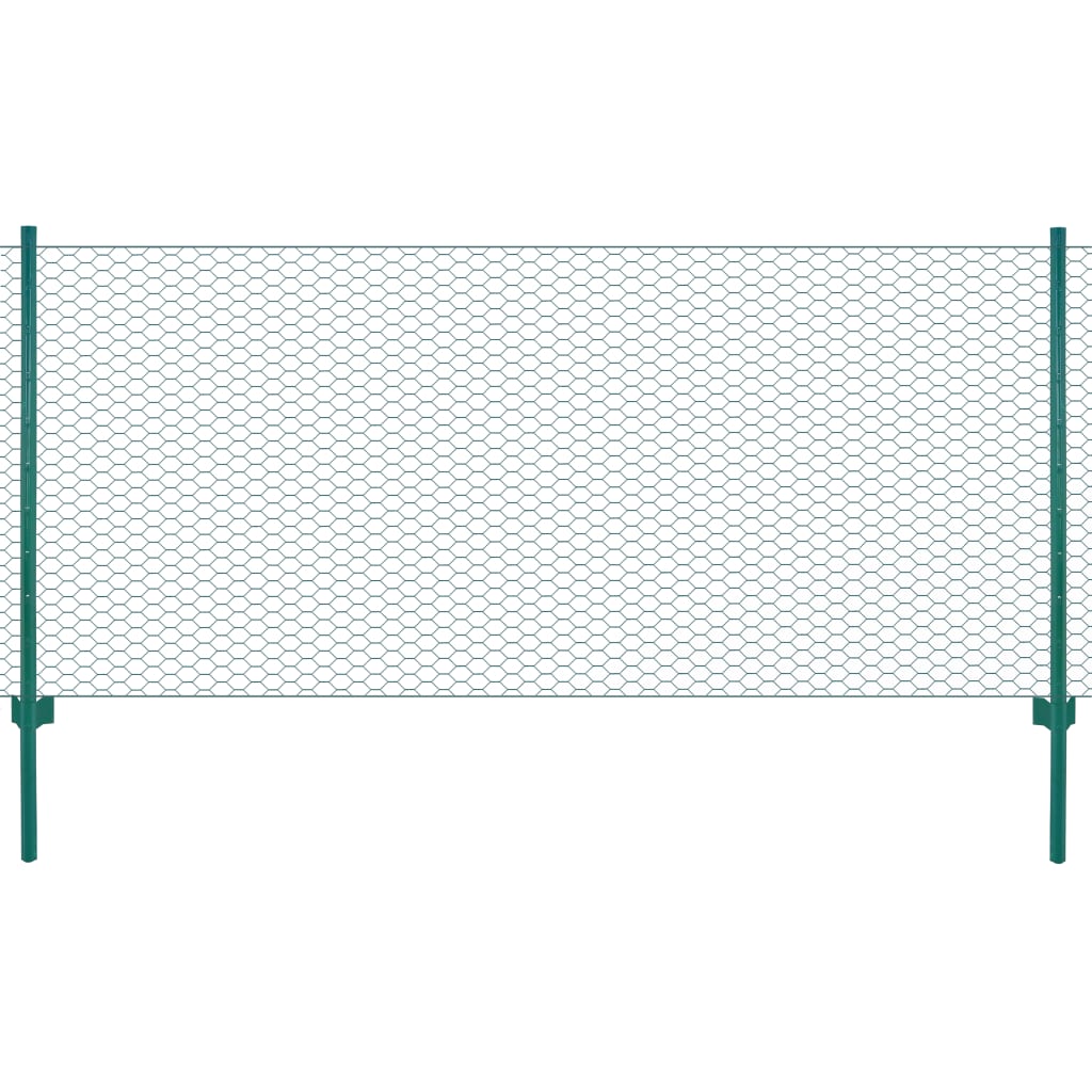 vidaXL Žična mrežna ograja s stebrički jeklo 25x1 m zelena