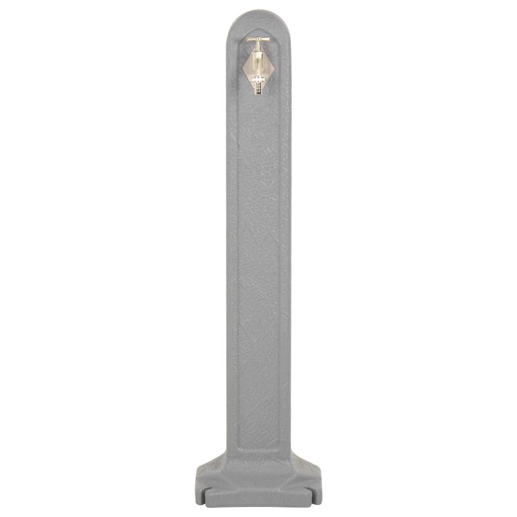 vidaXL Vrtni stebriček za vodo s pipo svetlo siv videz kamna