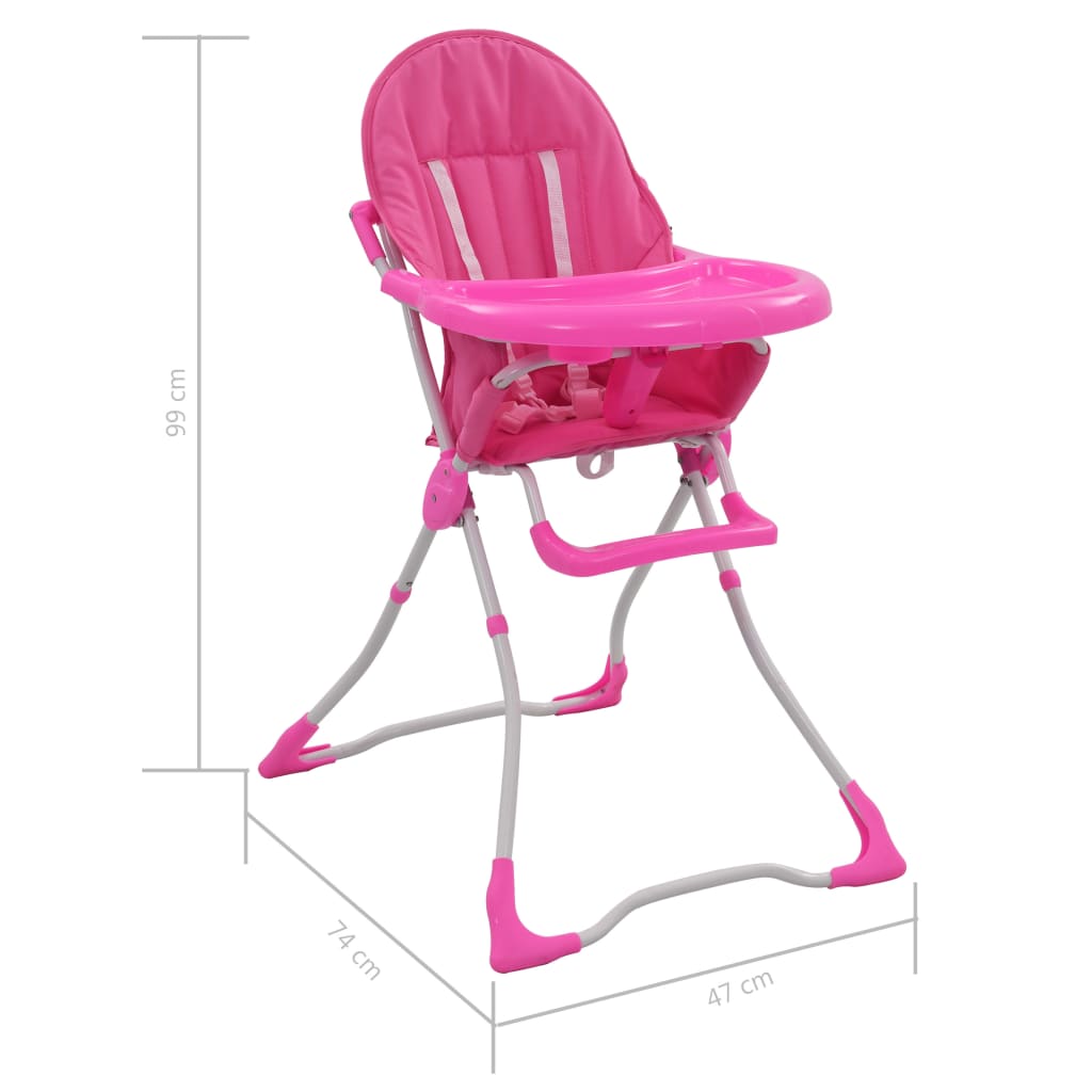 vidaXL Visok otroški stol za hranjenje roza in bel