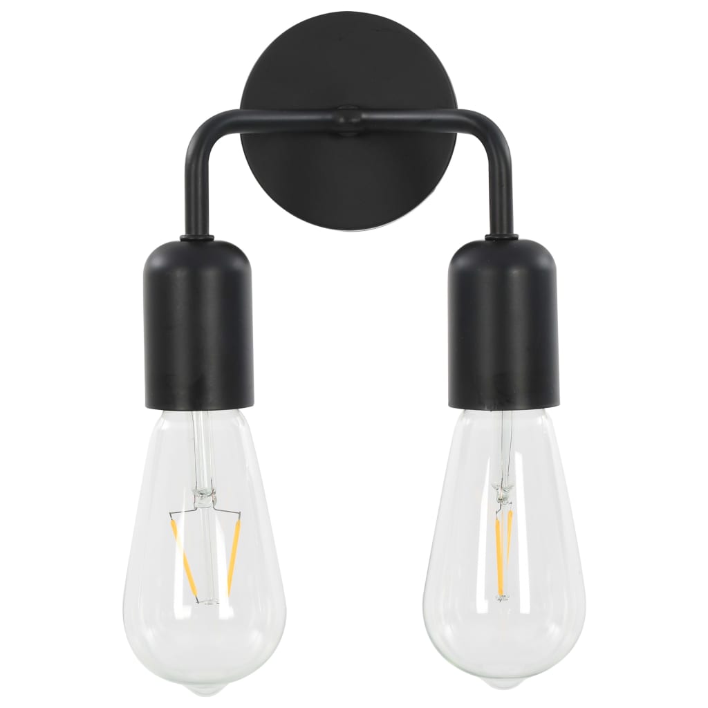 vidaXL Stenska svetilka z žarnicami 2 W črna E27