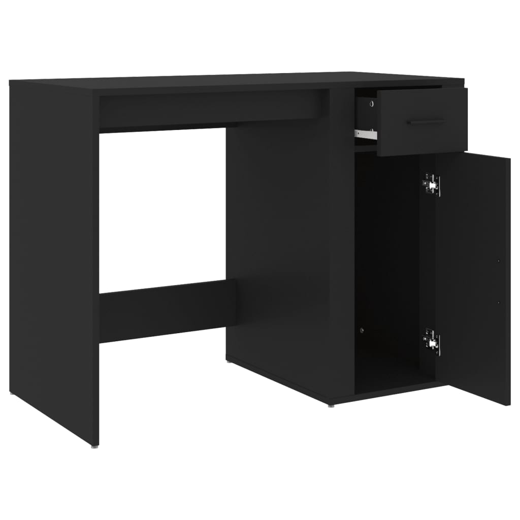 vidaXL Pisalna miza črna 100x49x75 cm inženirski les