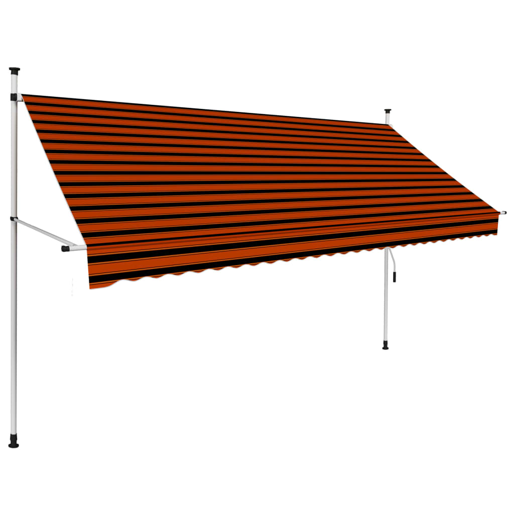 vidaXL Ročno zložljiva tenda 300 cm oranžna in rjava