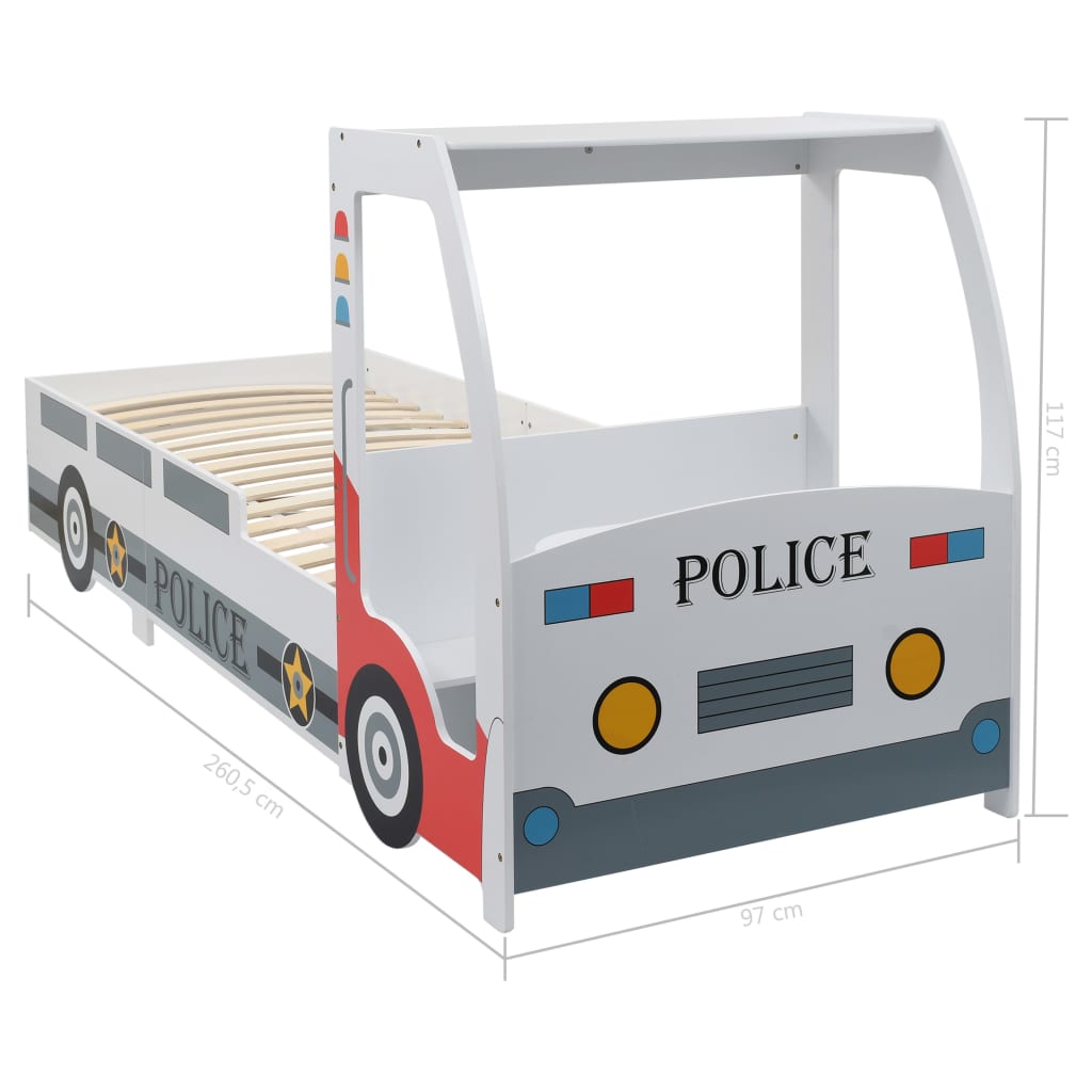 vidaXL Otroška postelja z mizo policijski avtomobil 90x200 cm