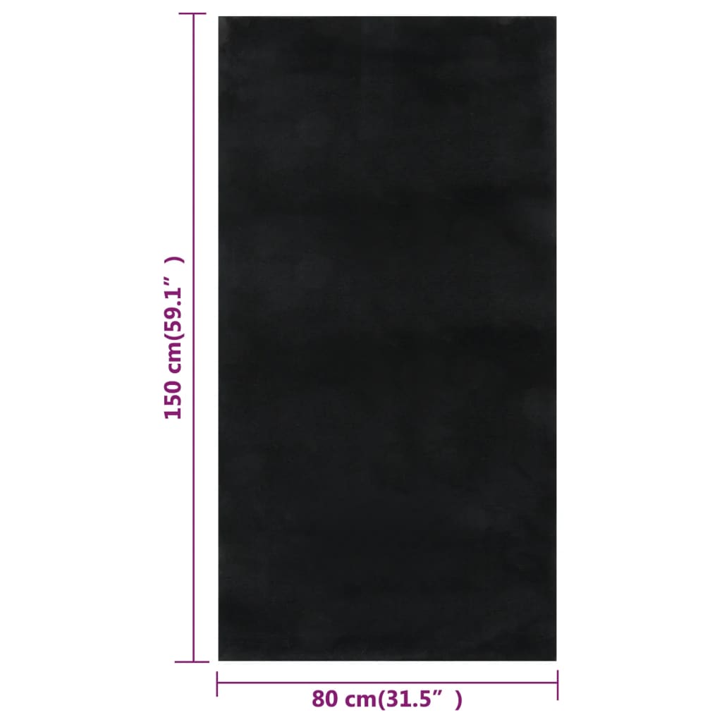vidaXL Pralna preproga mehka puhasta 80x150 cm protizdrsna črna