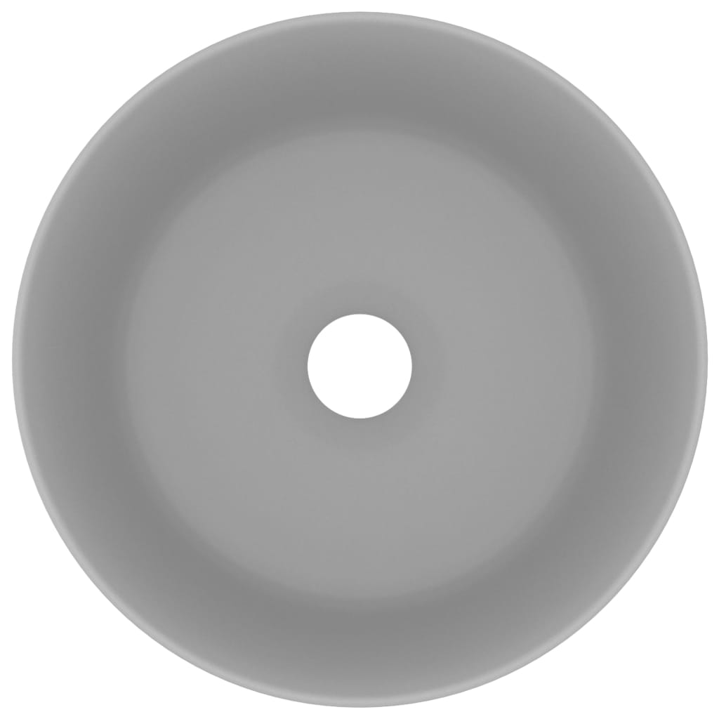 vidaXL Razkošen umivalnik okrogel mat svetlo siv 40x15 cm keramičen