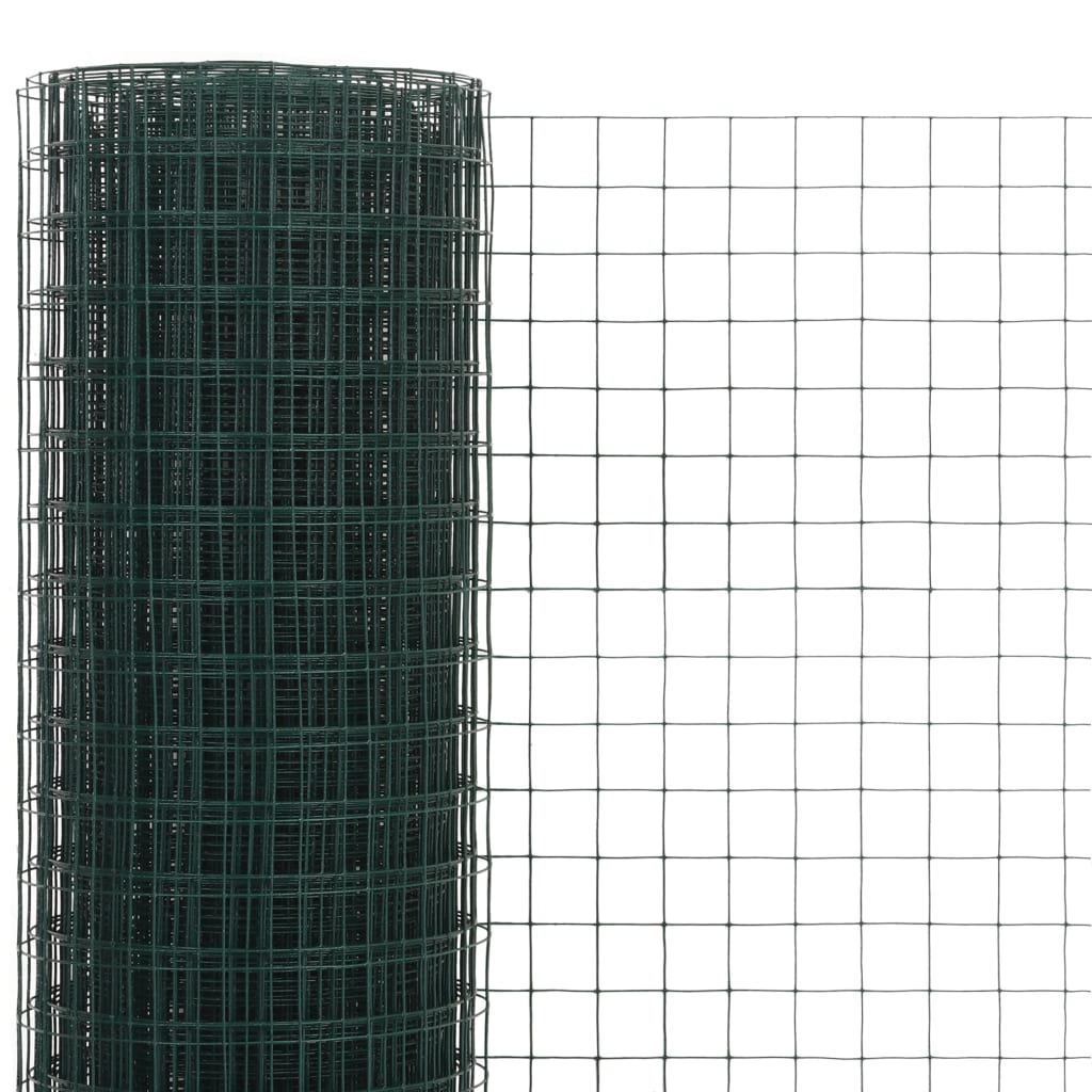 vidaXL Žična mreža za ograjo jeklo s PVC oblogo 10x1,5 m zelena