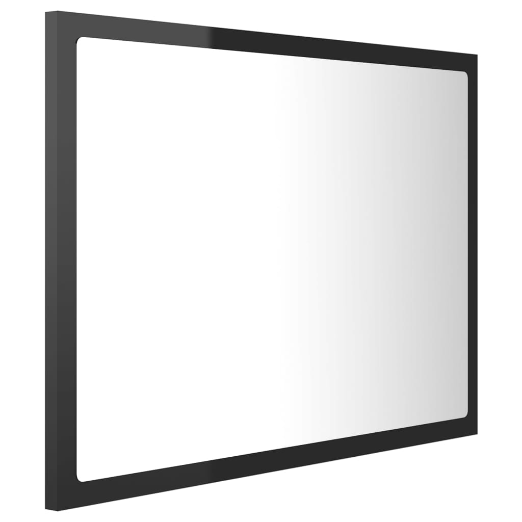 vidaXL LED kopalniško ogledalo visok sijaj črno 60x8,5x37 cm akril