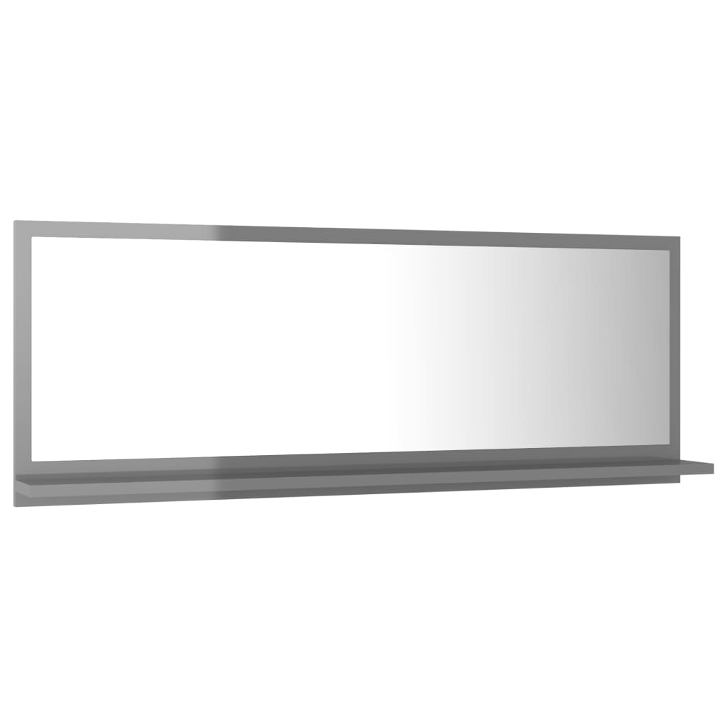 vidaXL Kopalniško ogledalo visok sijaj sivo 100x10,5x37 cm iverna pl.