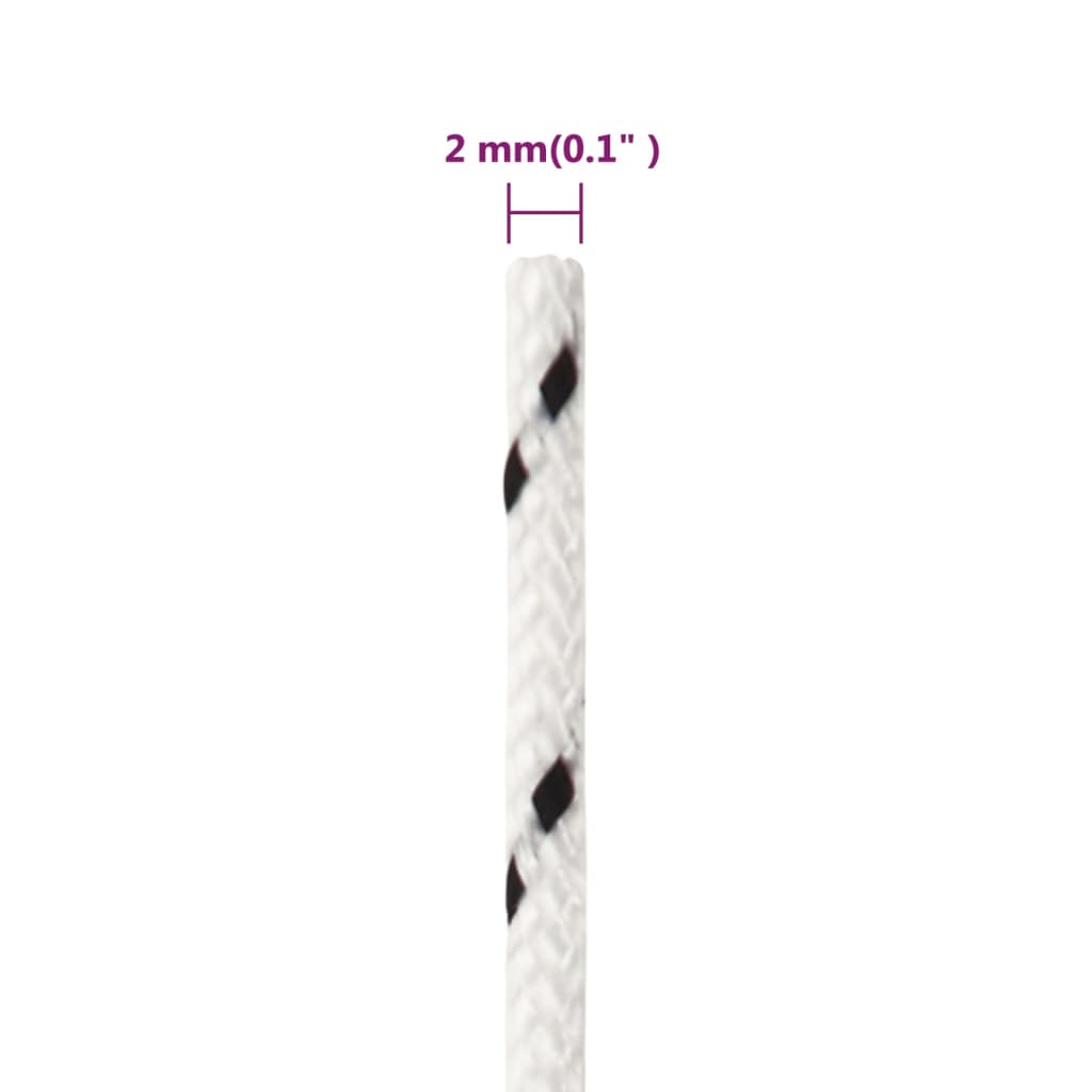 vidaXL Pletena vrv za čoln bela 2 mm x 25 m poliester