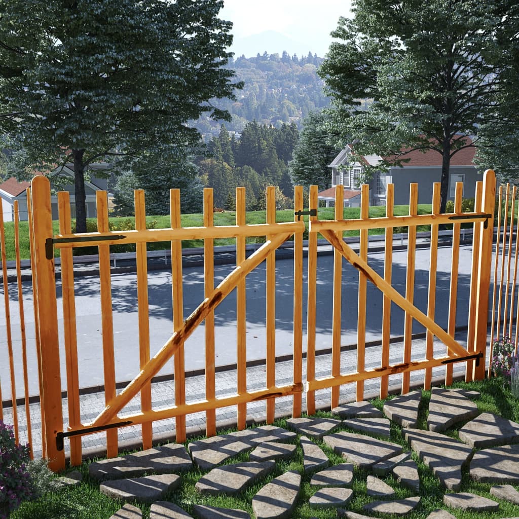 vidaXL Dvojna vrata za ograjo impregnirana leska 300x150 cm