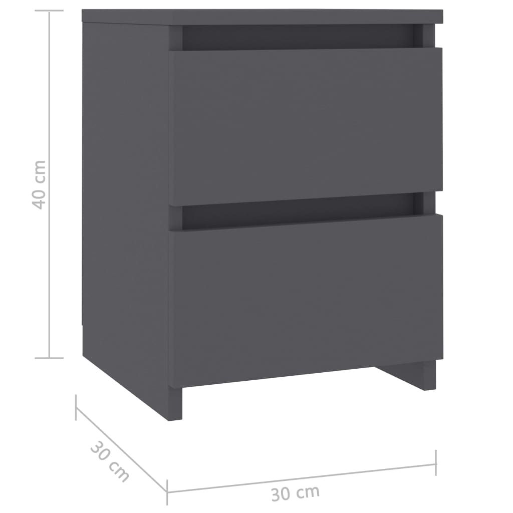 vidaXL Nočna omarica siva 30x30x40 cm iverna plošča