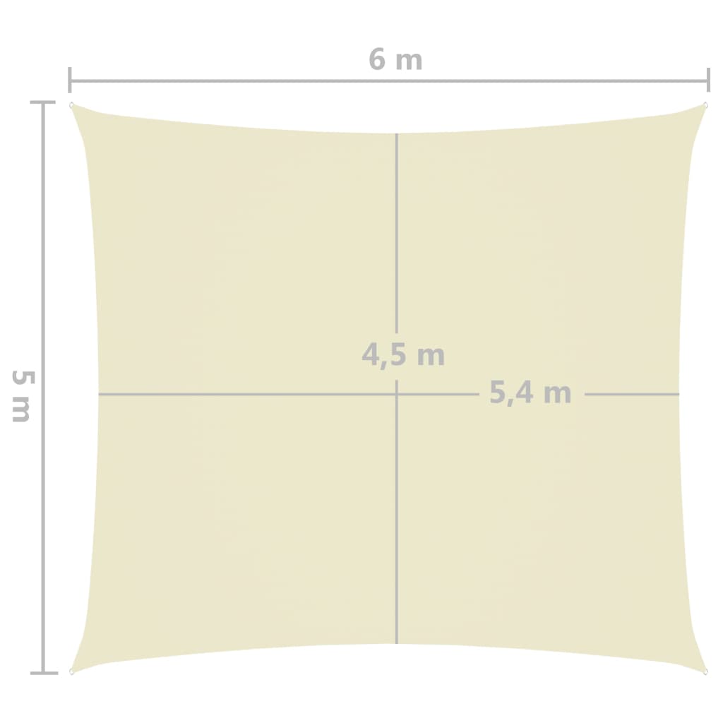 vidaXL Senčno jadro oksford blago pravokotno 5x6 m krem