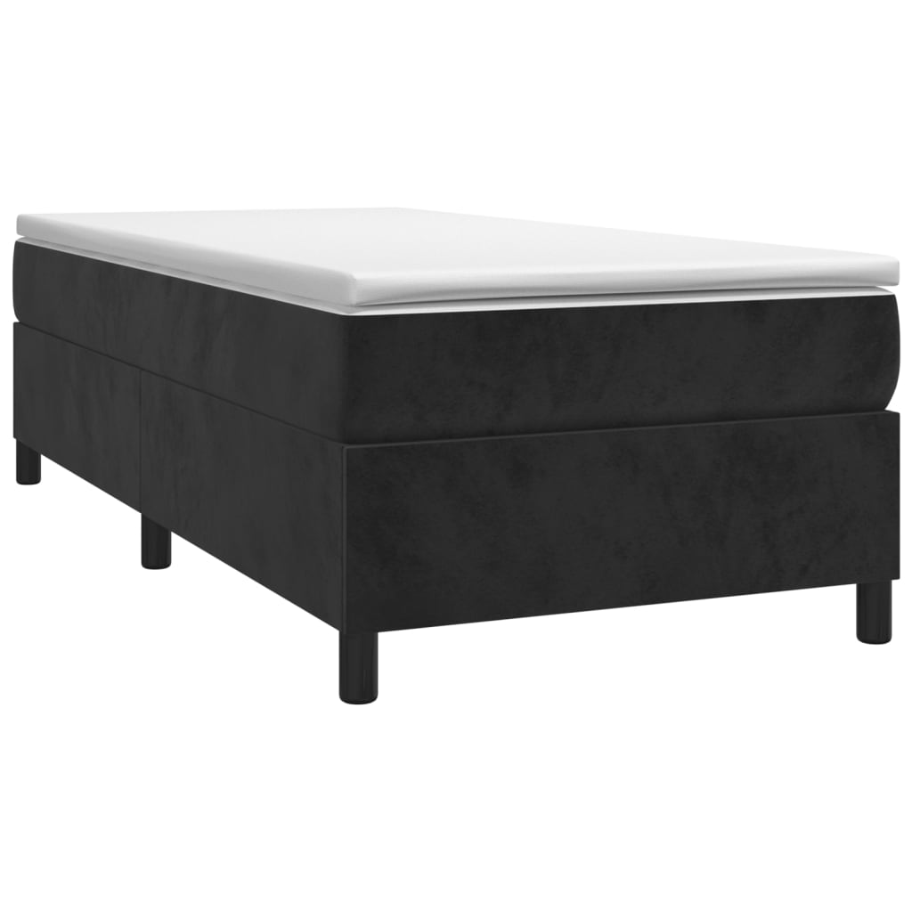 vidaXL Box spring postelja z vzmetnico črna 90x200 cm žamet