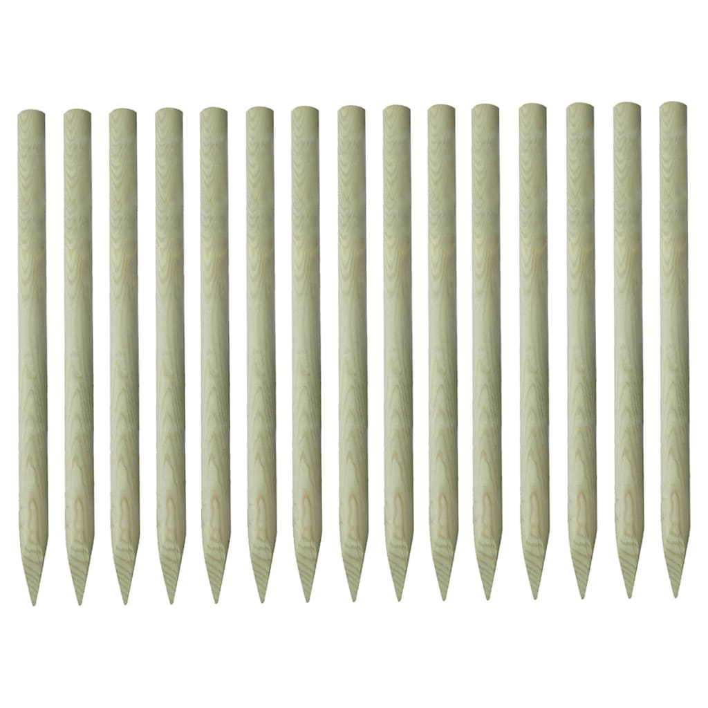 vidaXL Koničasti ograjni stebrički 15 kosov borovina 4x150 cm