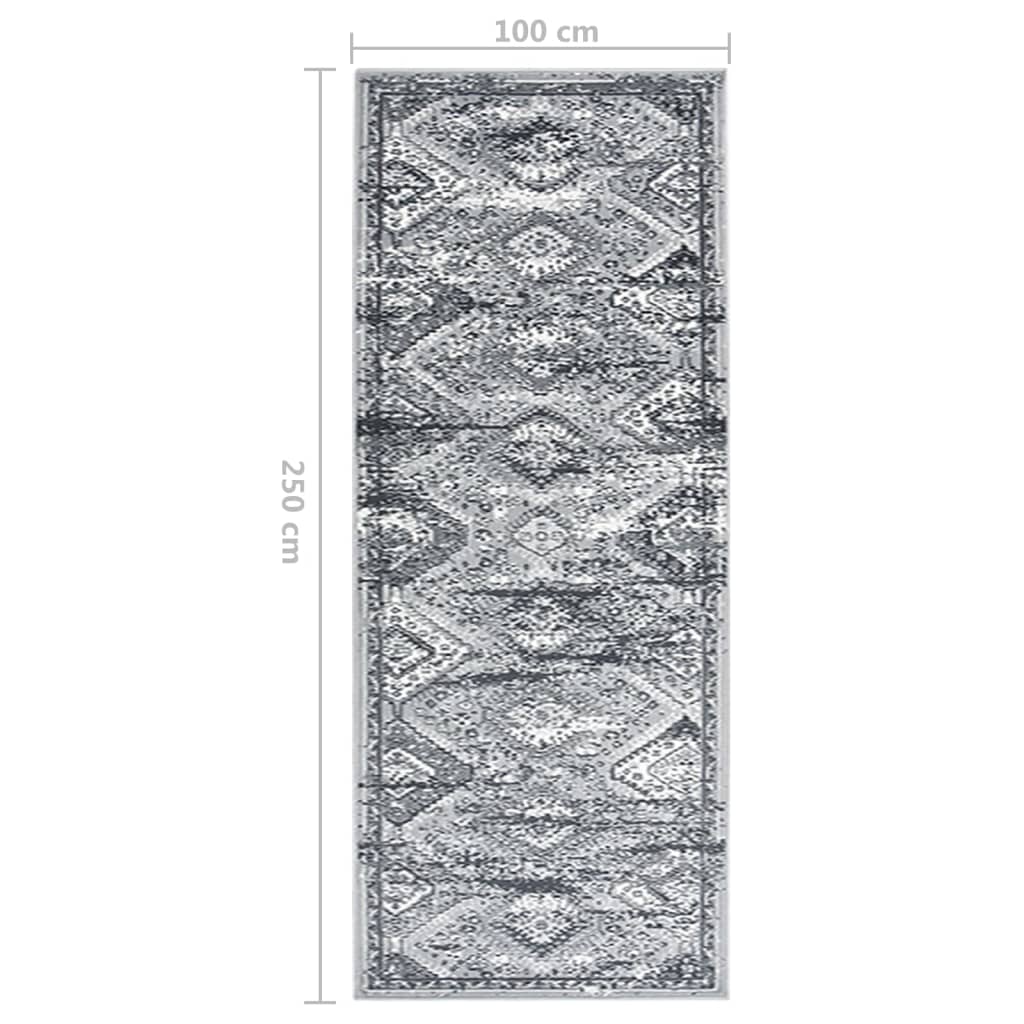 vidaXL Tepih tekač BCF orientalsko siv 100x250 cm