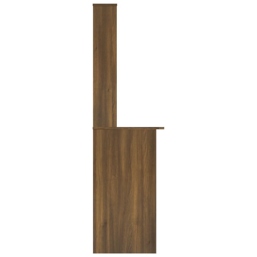 vidaXL Pisalna miza s policami rjavi hrast 110x45x157 cm konst. les