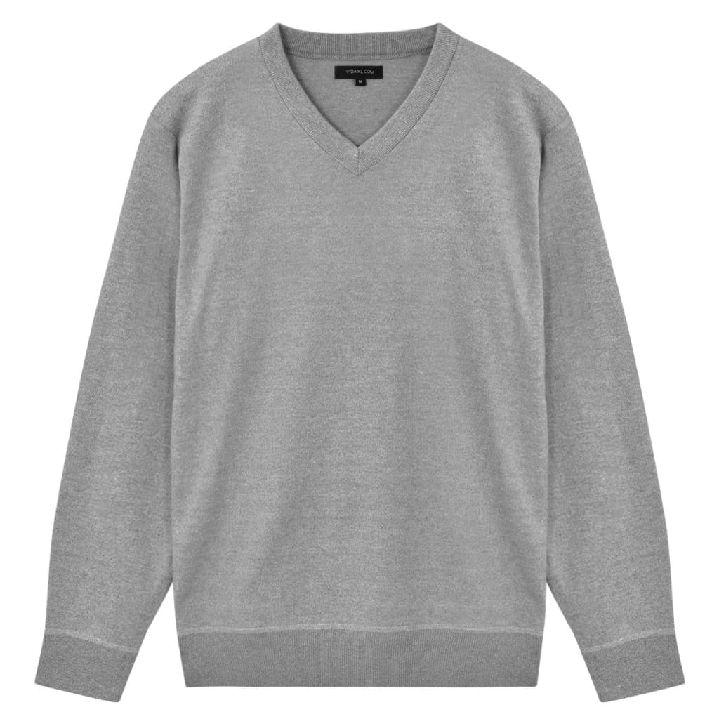 vidaXL Moški pulover pulover V-izrez siv XL