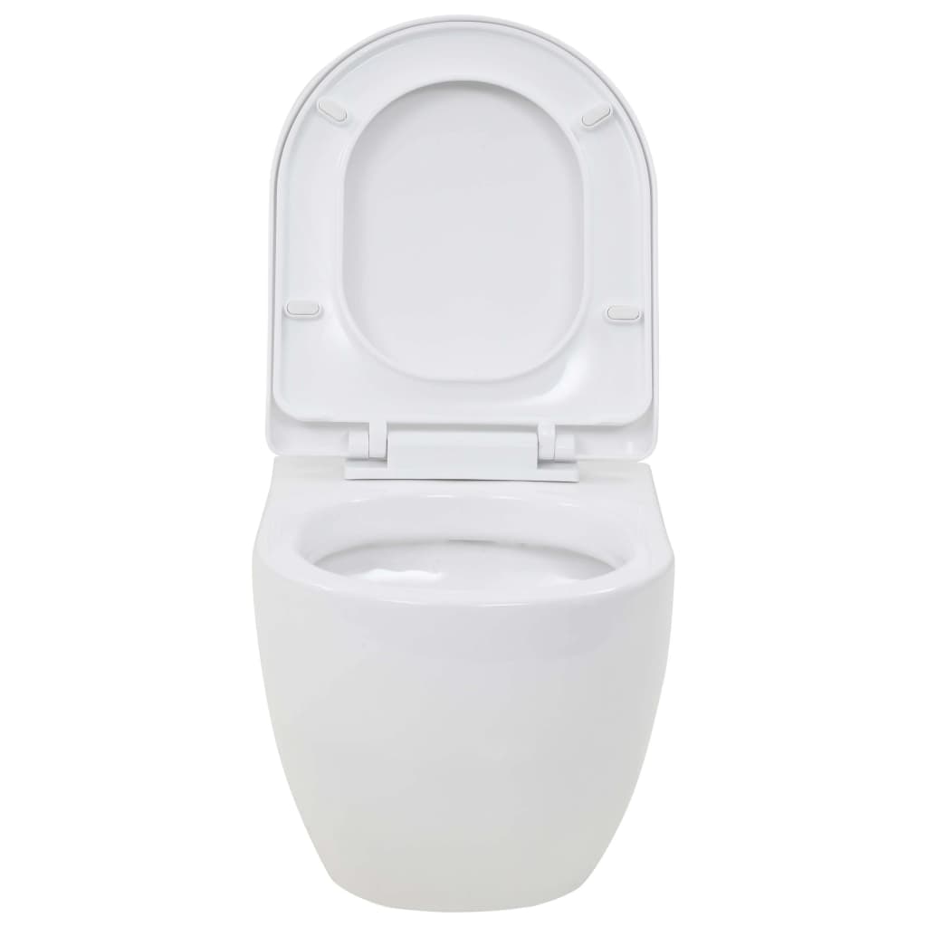 vidaXL Viseča WC školjka keramična bela