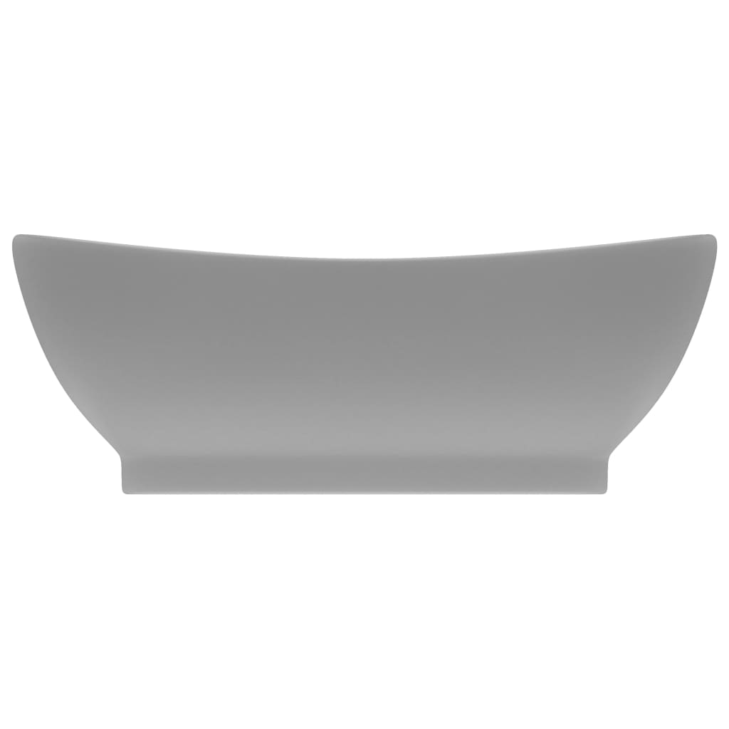 vidaXL Razkošen umivalnik ovalen mat svetlo siv 58,5x39 cm keramika