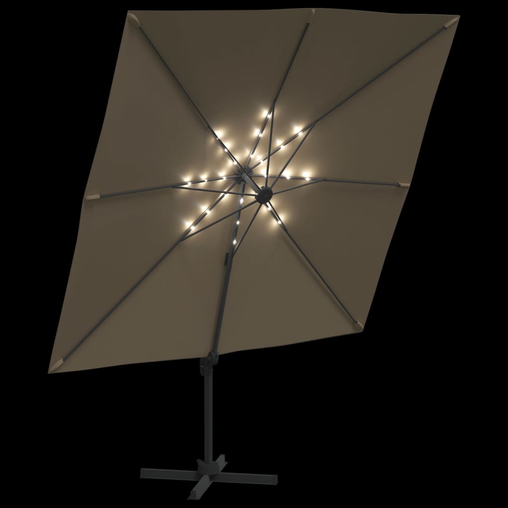 vidaXL LED vrtni senčnik taupe 400×300 cm