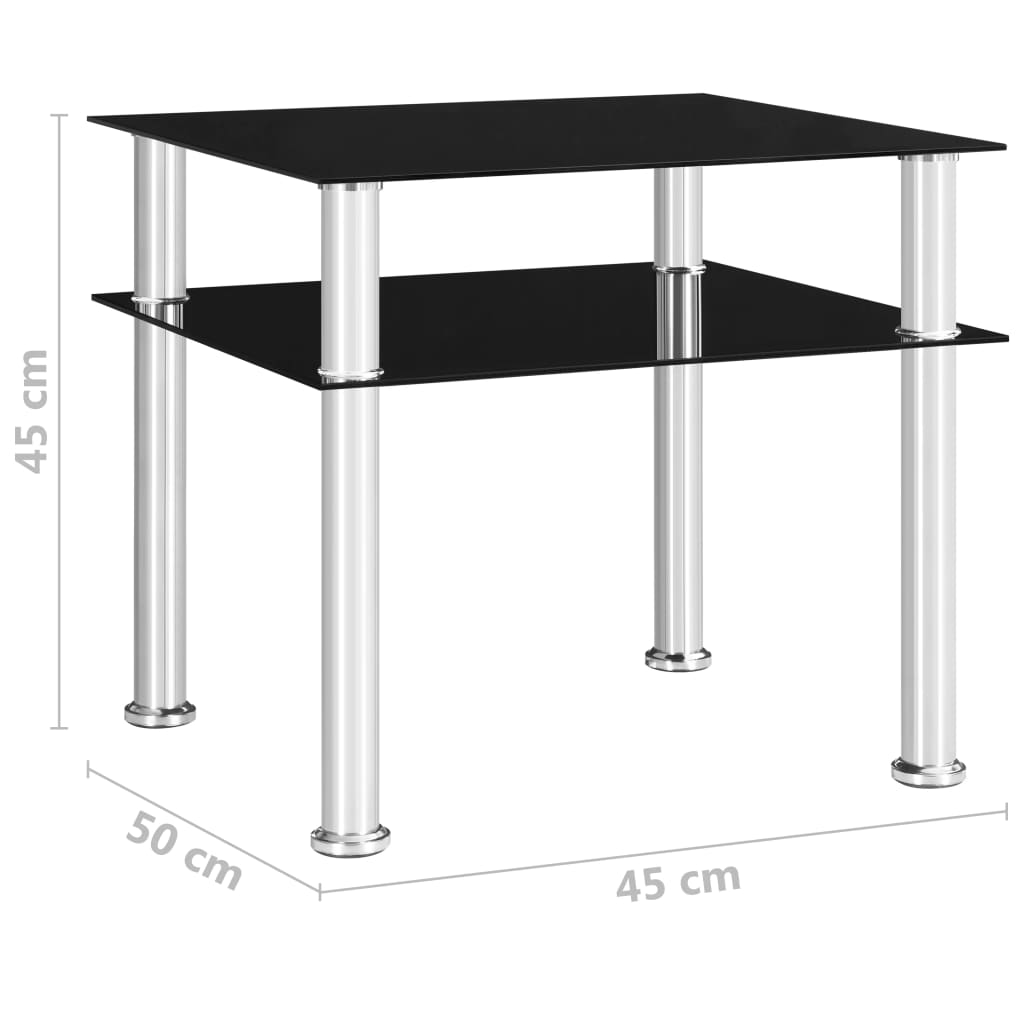 vidaXL Stranska mizica črna 45x50x45 cm kaljeno steklo