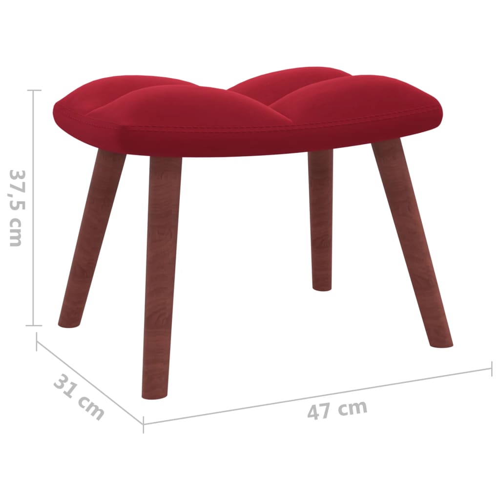 vidaXL Gugalni stol s stolčkom vinsko rdeč žamet