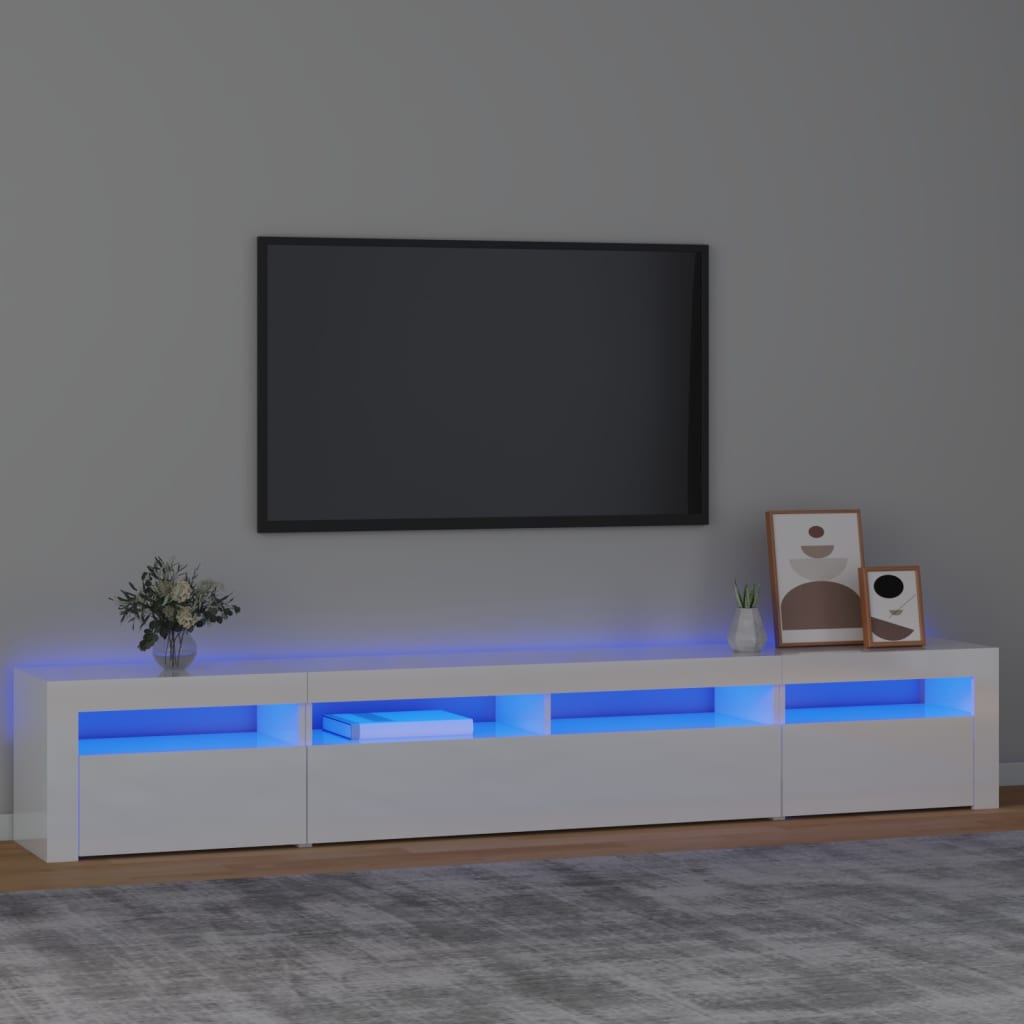 vidaXL TV omarica z LED lučkami visok sijaj bela 240x35x40 cm
